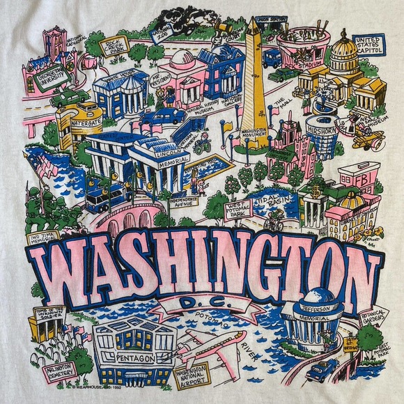 Vintage 1992 Washington DC Tee Shirt size L 42-44 Single Stitch Pentagon - Picture 2 of 9